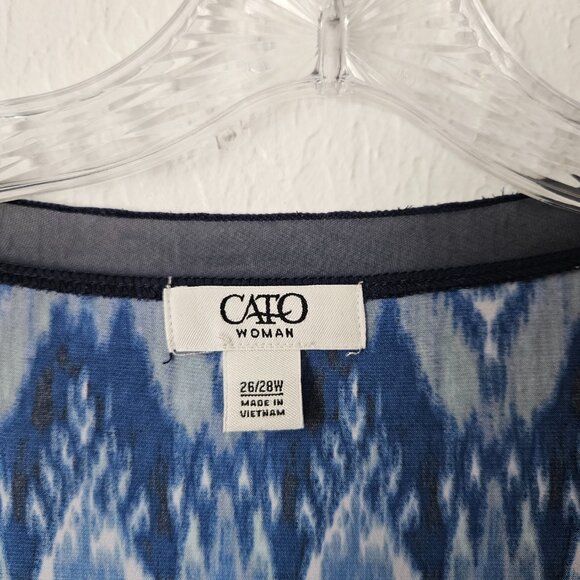 Cato Blue Tunic Top Embellished Neckline and Handkerchief Hem Size 26W-28W - Picture 5 of 8